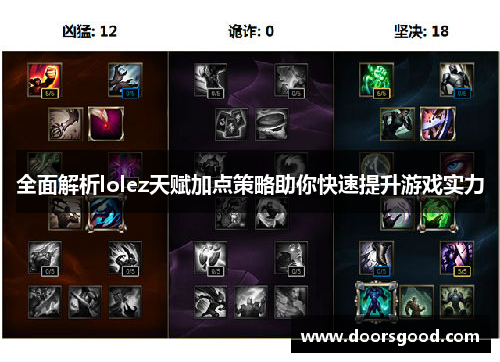 全面解析lolez天赋加点策略助你快速提升游戏实力